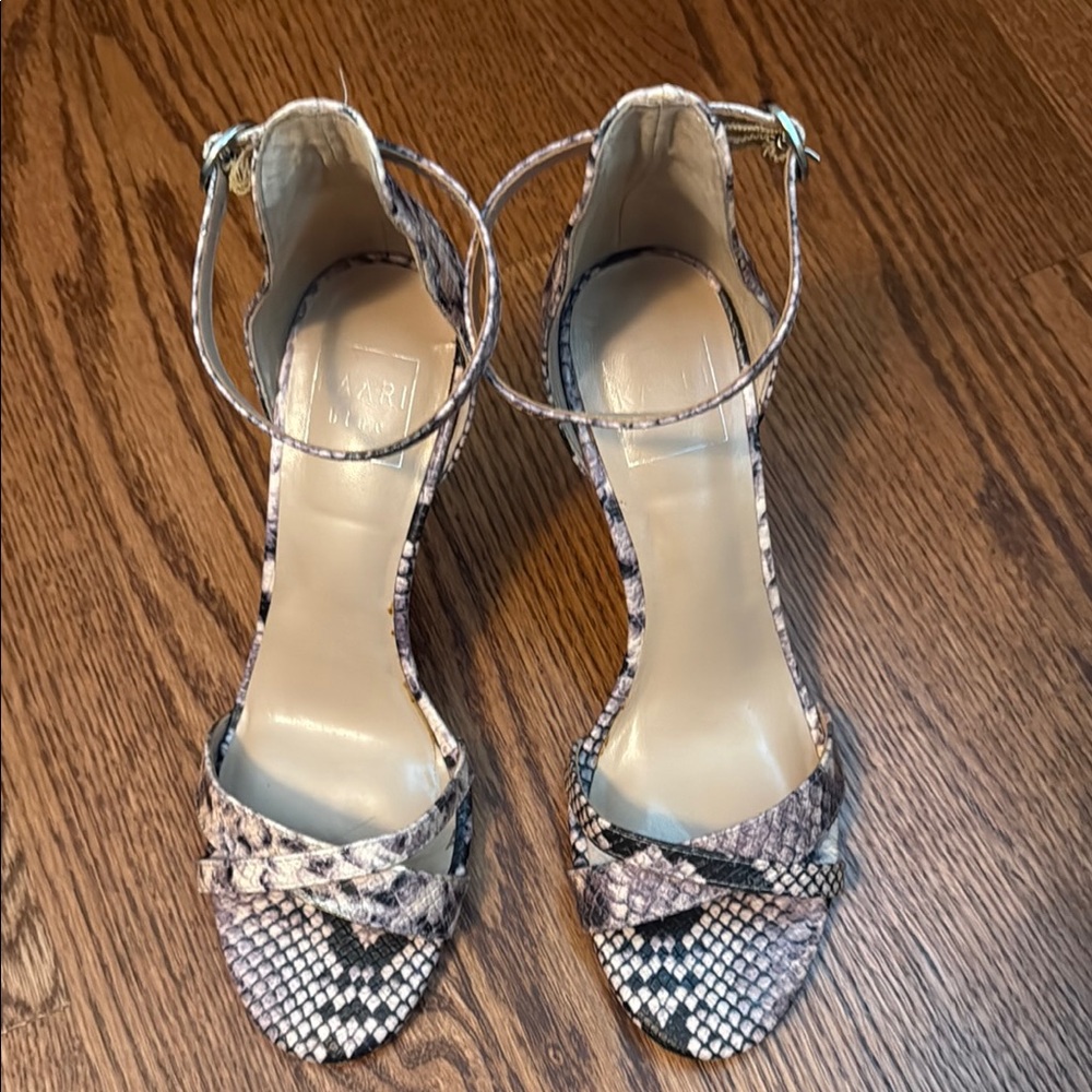 Kaari Blue Snakeskin Patterned 4” Heels
